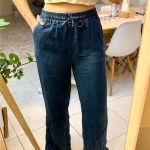 BLUE DRAWSTRING WIDE LEG JEANS 👖⚡️